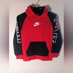 Nike Boys Sportswear Club Fleece "Just Do It" Pullover Hoodie Red & Black Size 7